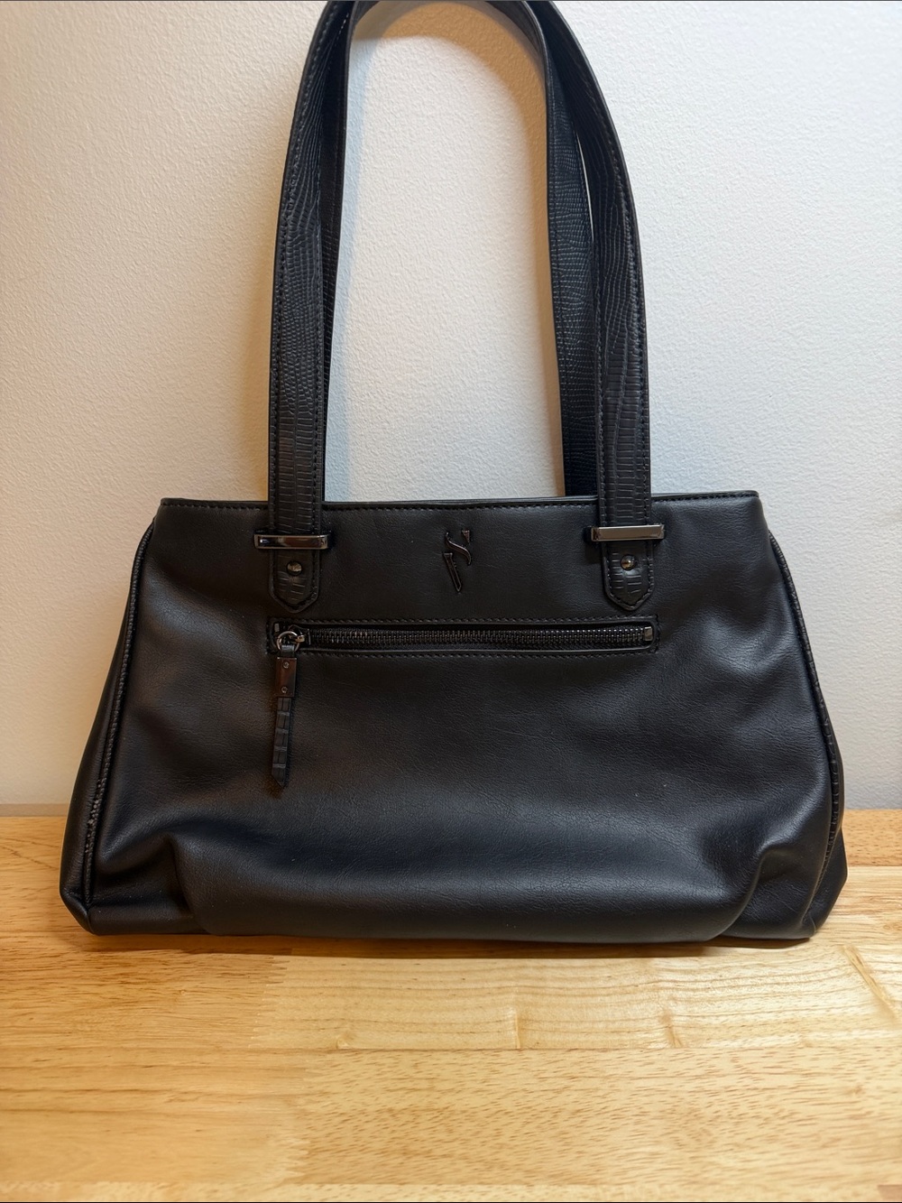 Simply Vera Vera Wang Black Leather-Look Shoulder Tote